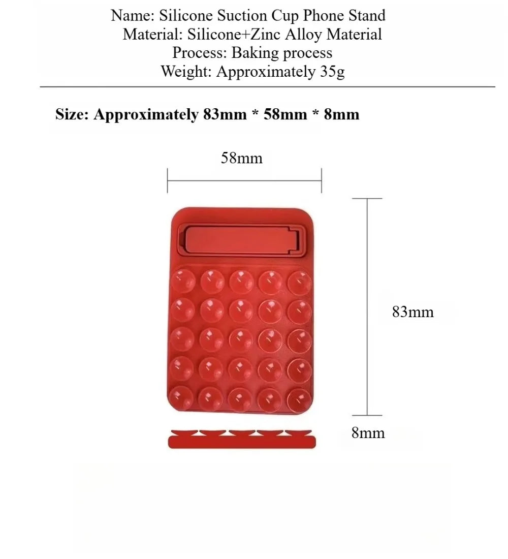 Silicone Suction Phone Holder Mat Multifunctional Suction Cup Wall Stand Metal Anti-Slip Hands-Free Case Mount Back Sticker