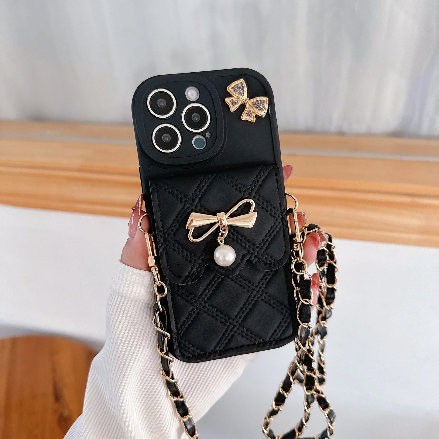 Pearl Bow Crossbody Case