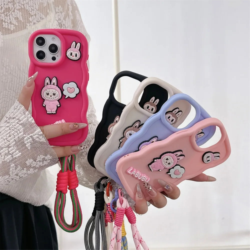 Labubu Cartoon Wrist Strap Case