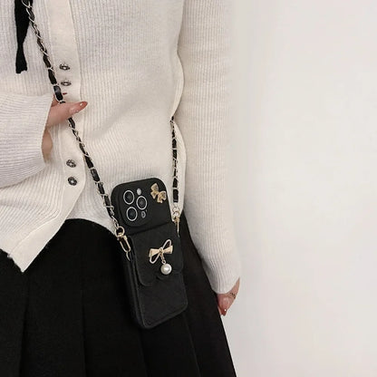 Pearl Bow Crossbody Case