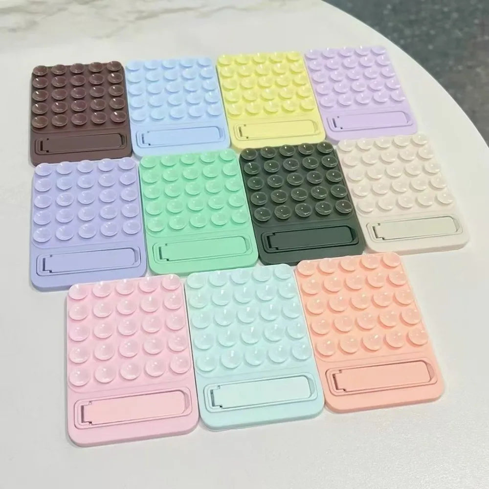 Silicone Suction Phone Holder Mat Multifunctional Suction Cup Wall Stand Metal Anti-Slip Hands-Free Case Mount Back Sticker
