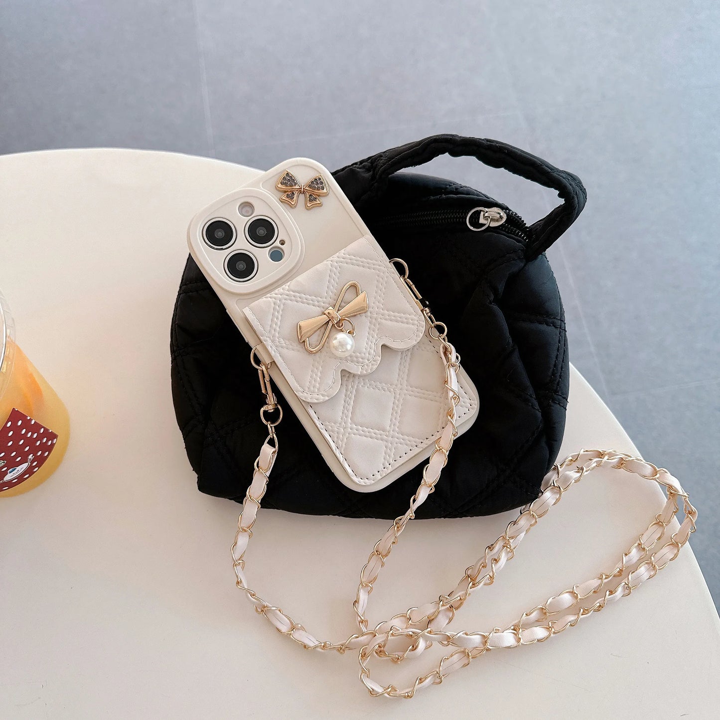 Pearl Bow Crossbody Case
