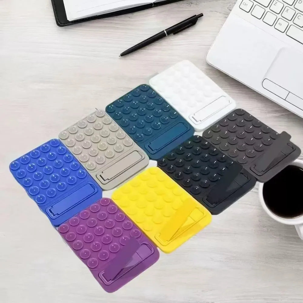 Silicone Suction Phone Holder Mat Multifunctional Suction Cup Wall Stand Metal Anti-Slip Hands-Free Case Mount Back Sticker