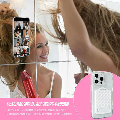 Silicone Suction Phone Holder Mat Multifunctional Suction Cup Wall Stand Metal Anti-Slip Hands-Free Case Mount Back Sticker